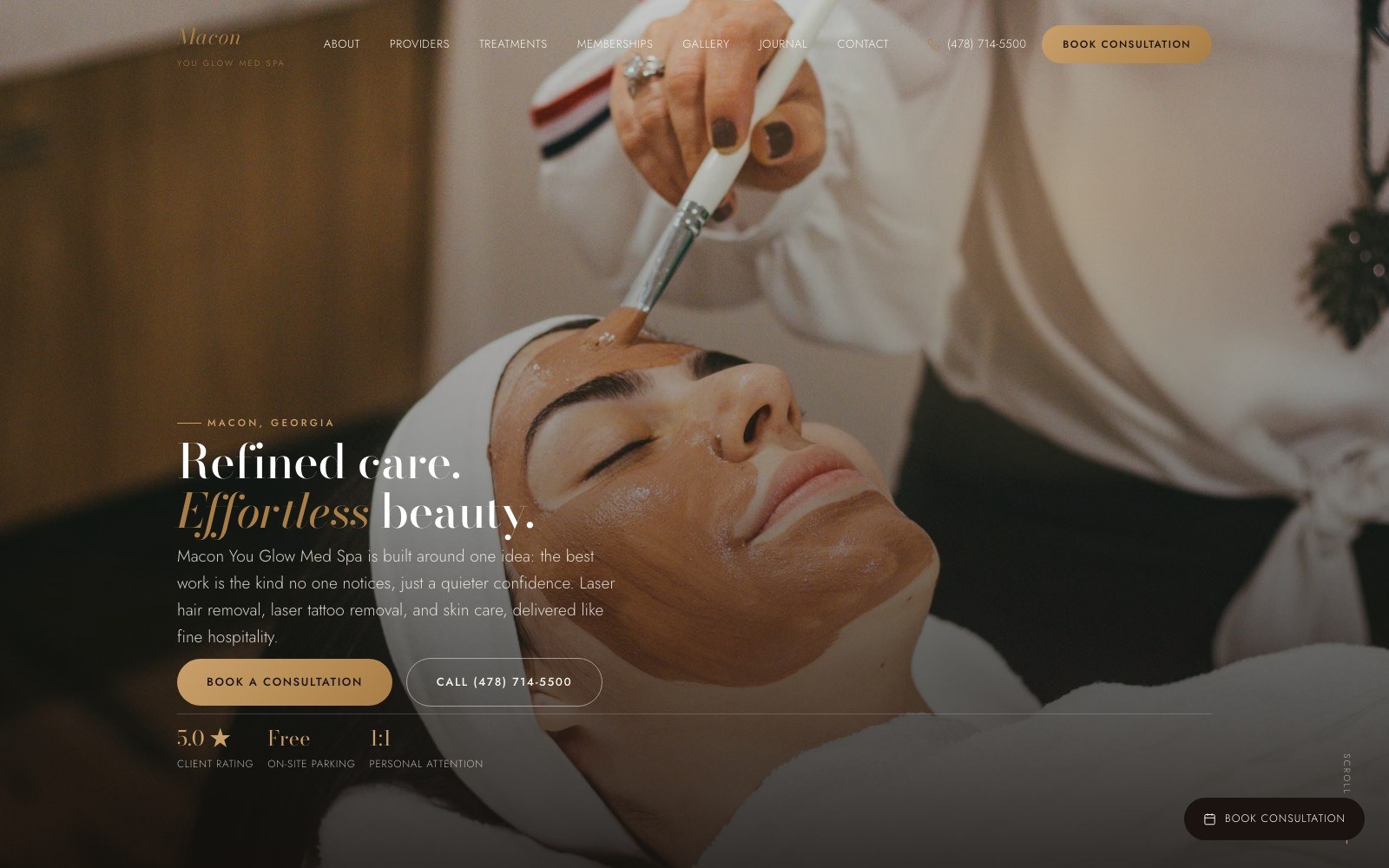 Macon You Glow Med Spa website, live client site built by War-Buck Marketing