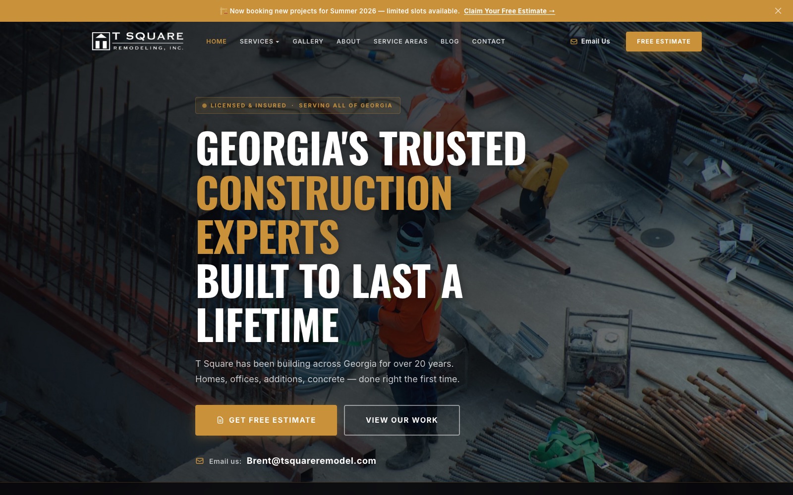 T Square Remodeling website, live client site built by War-Buck Marketing